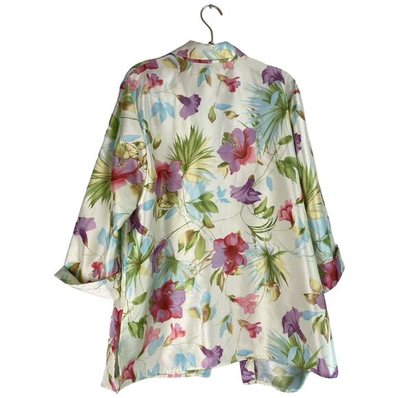 Dress Barn Womens Yellow Floral Cover Up Suit Jacket Size 16W 497 - Picture 9 of 12